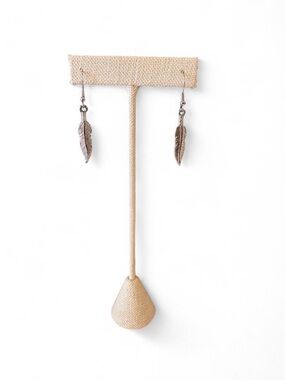 Hand Crafted Silver Feather Drop Earrings